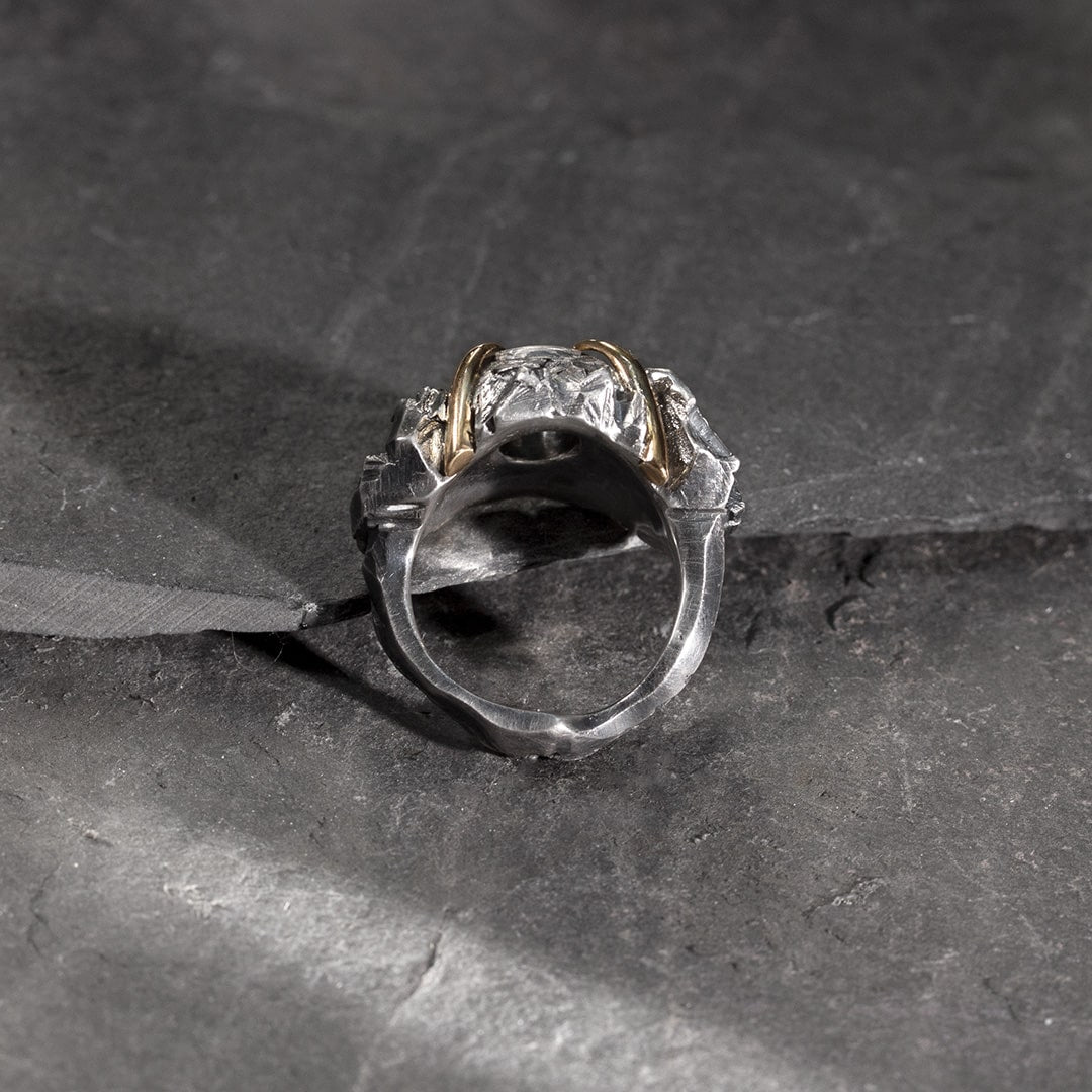 Bague cocktail en argent et or jaune, aigue marine