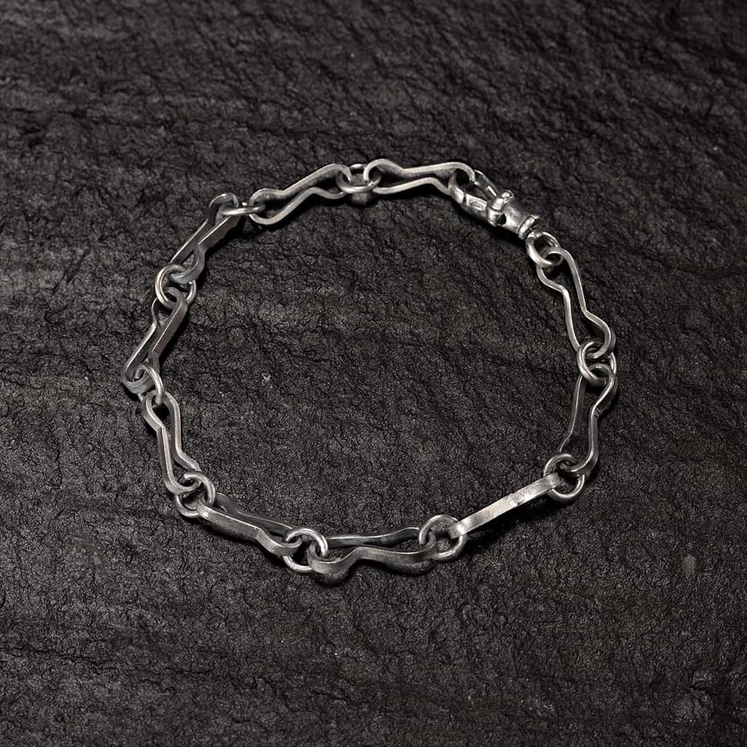 bracelet en chaine artisanale gros maillons en argent