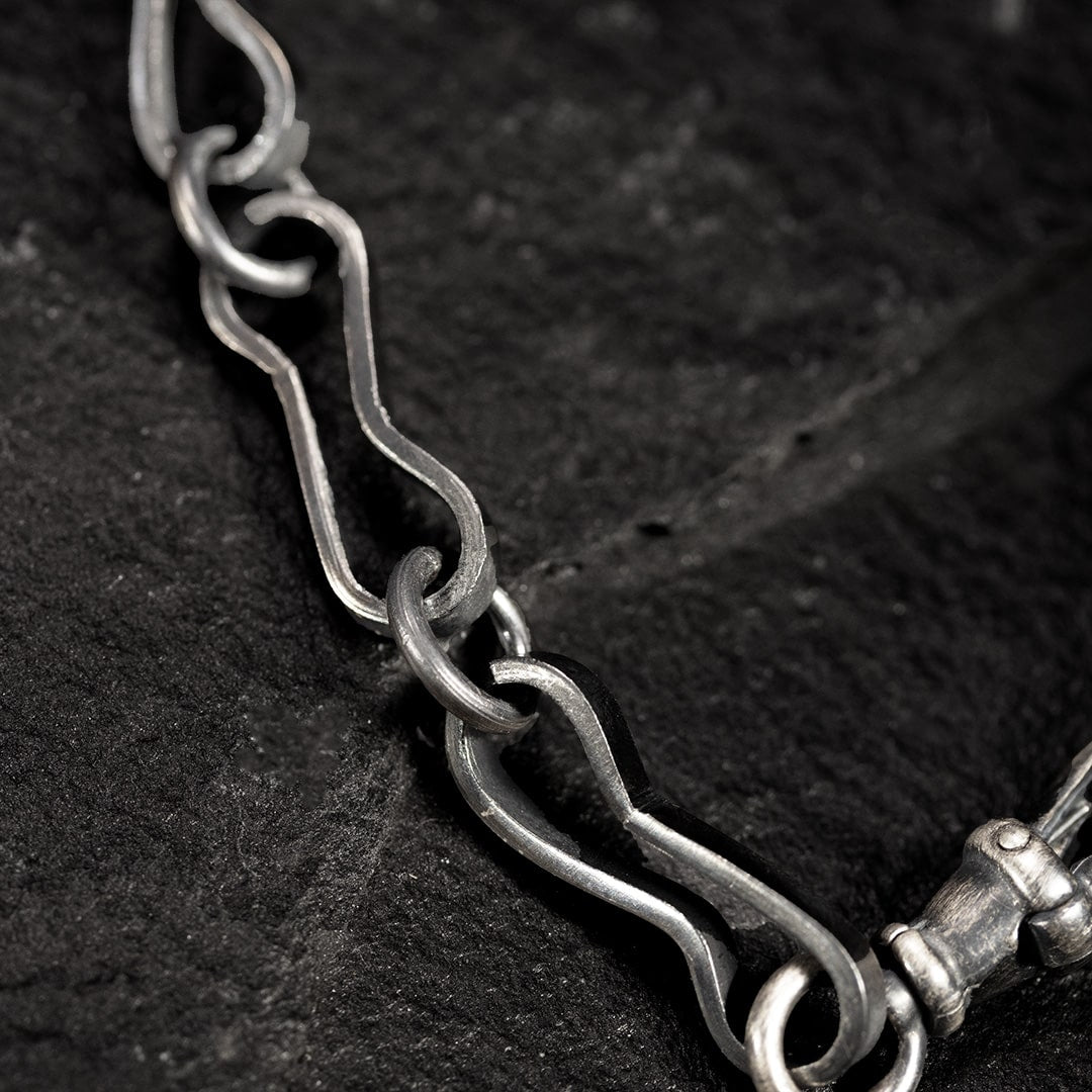bracelet en chaine artisanale gros maillons en argent