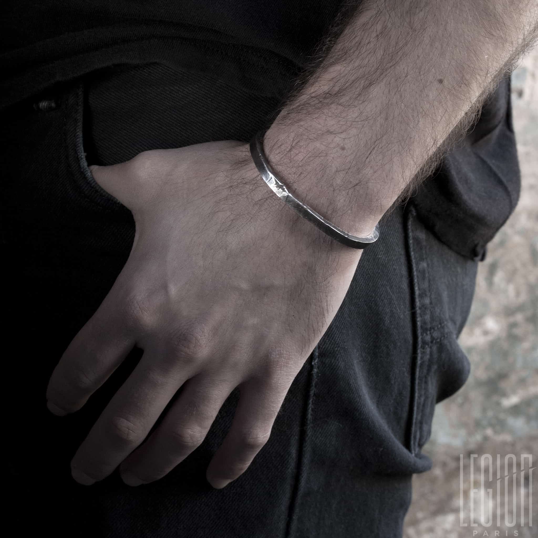 BRACELET JONC EN ARGENT MASSIF MARTELE