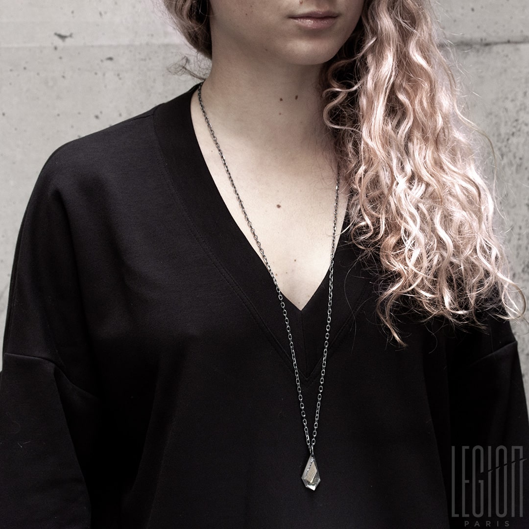 pendentif en argent noir, pièce unique, sur mesure, météorite