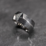 bague large en argent noir et diamants gris 