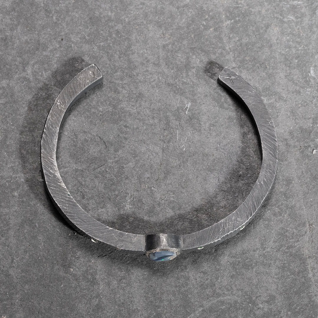 AURA BLACK SILVER AND OPAL BRACELET