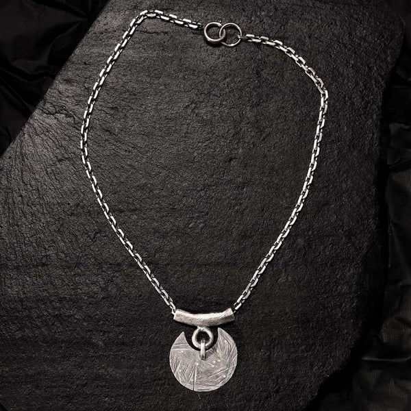 moon necklace in black silver and white diamonds