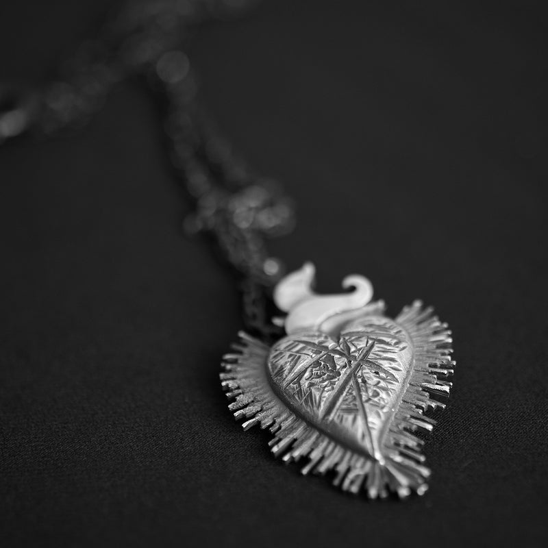 SACRED HEART SILVER PENDANT