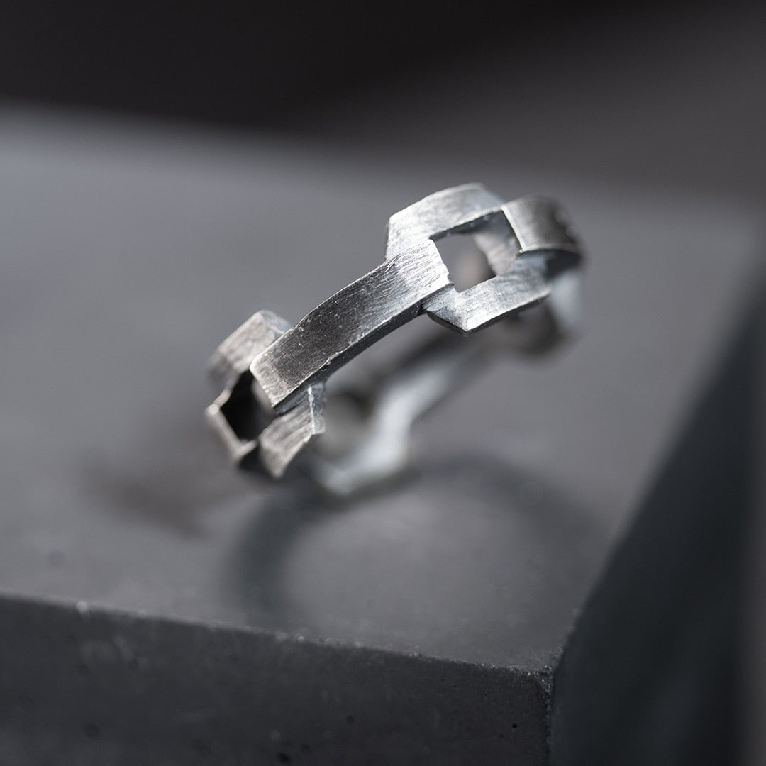 bague originale pour homme en argent noir