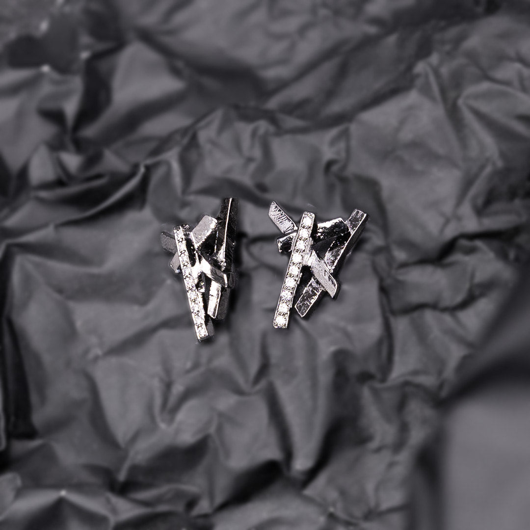 boucles d'oreilles en or anthracite avec des diamants blancs