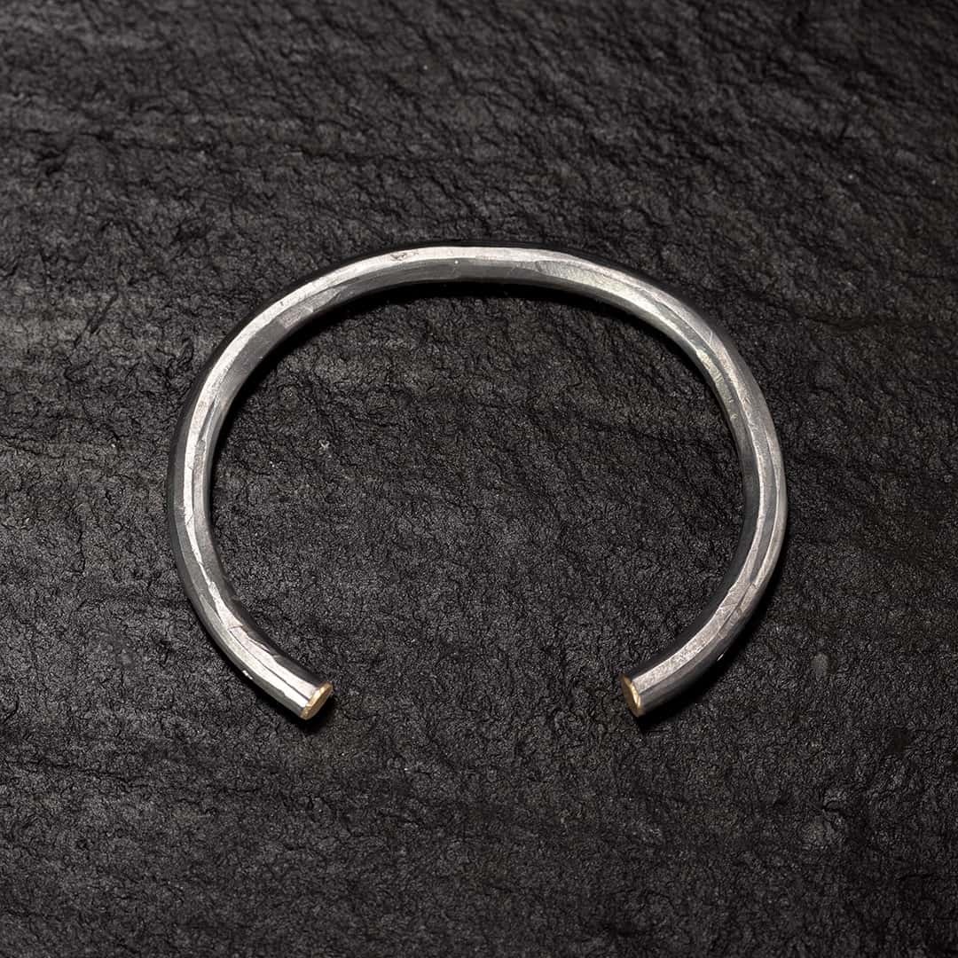 bracelet jonc argent noir et or jaune