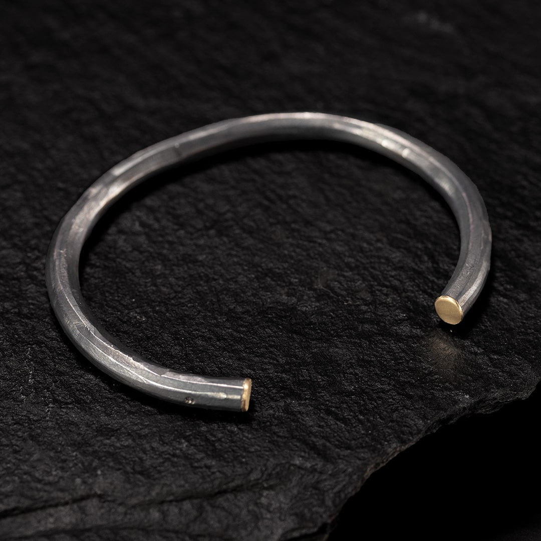 bracelet jonc argent noir et or jaune
