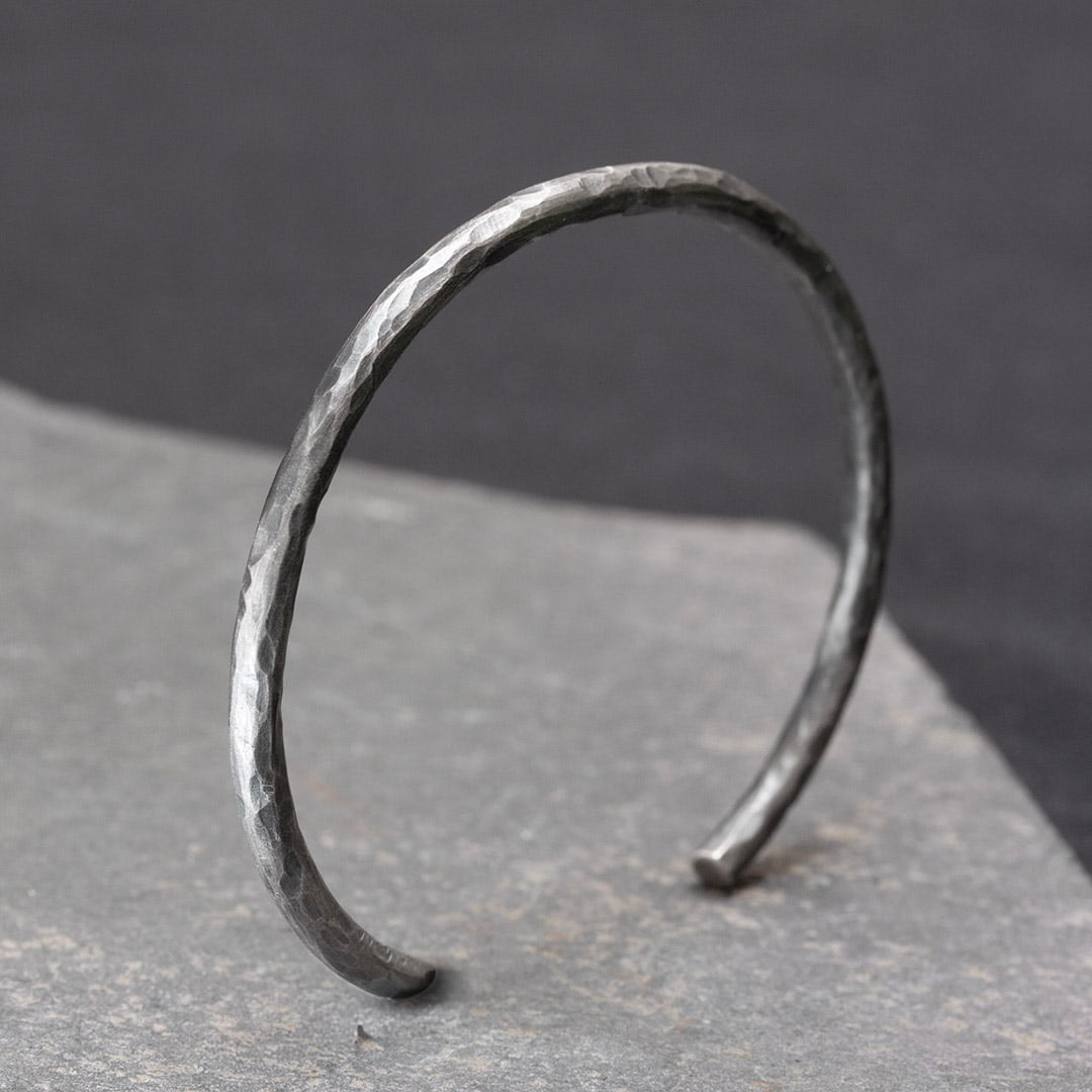 Bracelet demi jonc rigide en argent unisexe