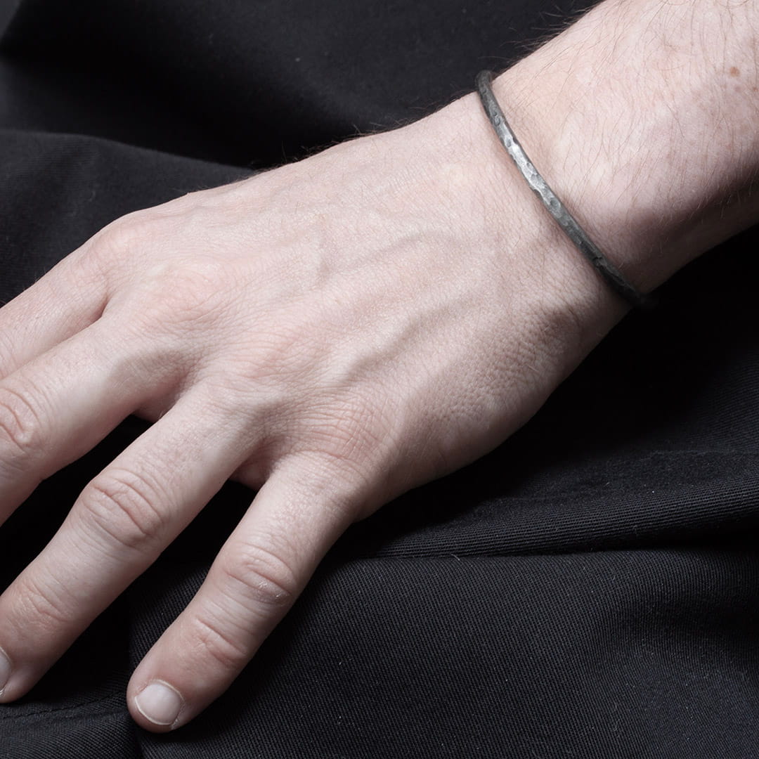 Bracelet demi jonc rigide en argent unisexe