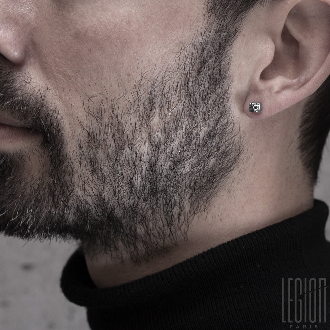 boucles d'oreilles en argent noir, brut, diamant noir