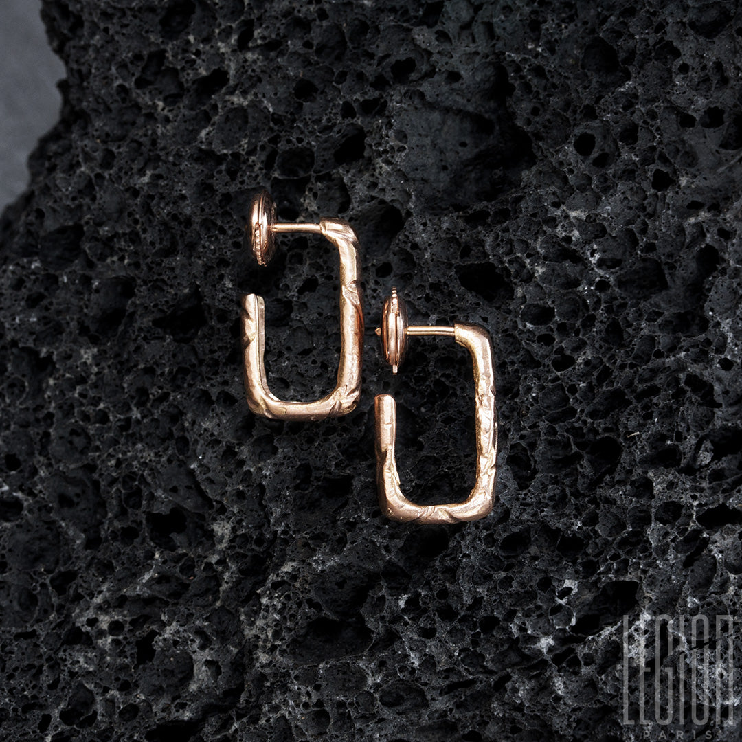 Boucles d'oreilles rectangulaires en or rouge