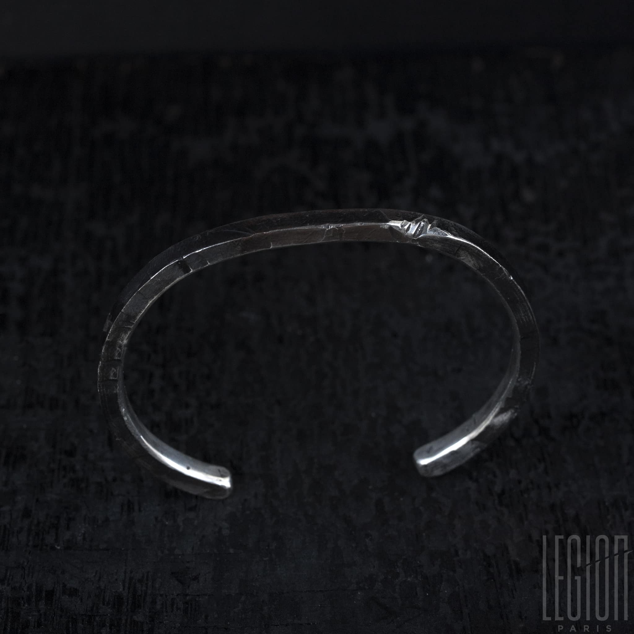 BRACELET JONC EN ARGENT MASSIF MARTELE