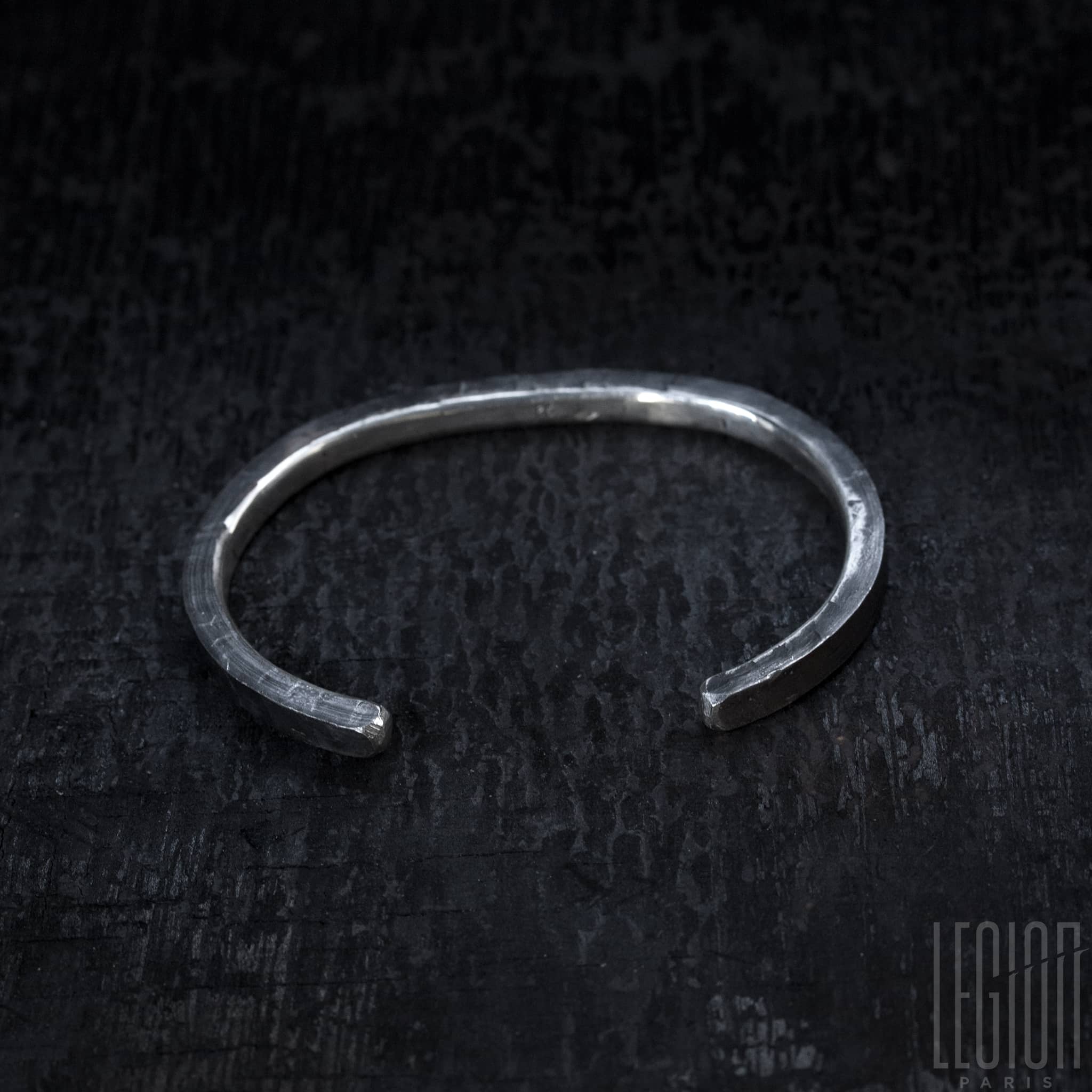 BRACELET JONC EN ARGENT MASSIF MARTELE