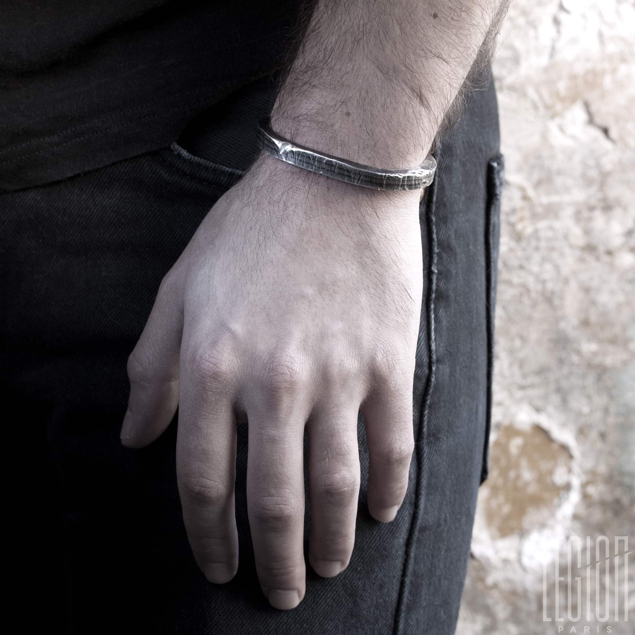 BRACELET JONC EN ARGENT MASSIF MARTELE